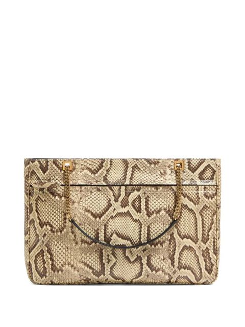 Valentino Garavani snakeskin-patterned leather tote bag - Neutrals