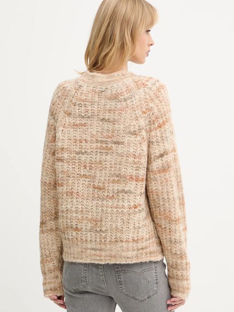 BOSS Orange sweter wełniany damski kolor beżowy 50527837