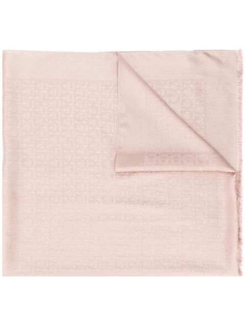 Ferragamo Gancini-print frayed scarf - Pink - zdjęcie produktu nr 1