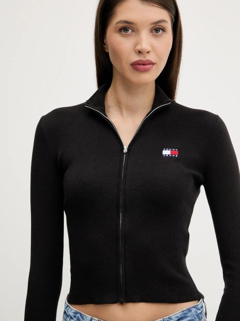 Tommy Jeans kardigan damski kolor czarny lekki DW0DW20967