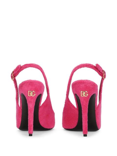 Dolce & Gabbana logo-plaque fleece pumps - Pink - zdjęcie produktu nr 2