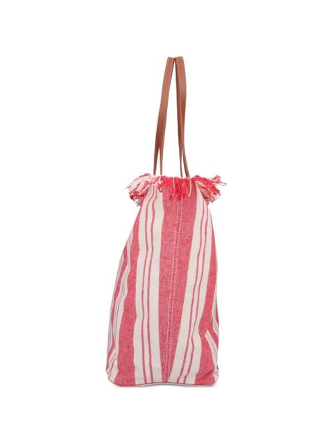 MC2 Saint Barth large City striped fringed tote bag - Red