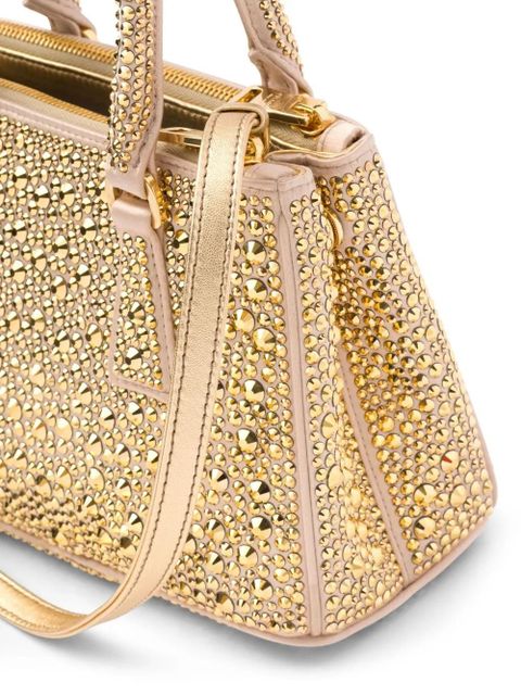 Prada Galleria crystal-embellished satin mini bag - Gold