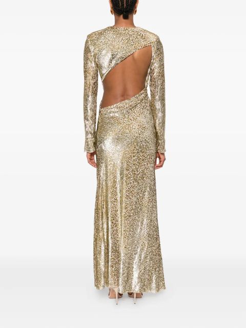 Self-Portrait long-sleeved maxi dress - Gold