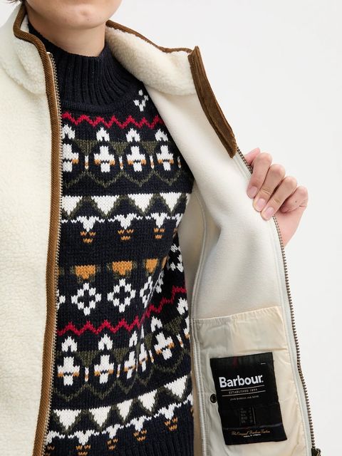 Barbour kamizelka polarowa BURFORD damska kolor beżowy gładka LFL0055