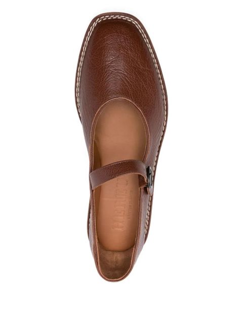 Hereu Brava buckle-strap leather flat pumps - Brown