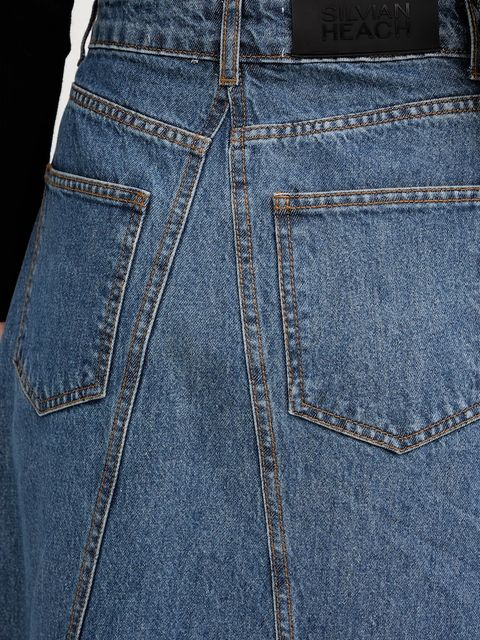 Silvian Heach spódnica jeansowa KEBE kolor niebieski maxi rozkloszowana GPA25142GO