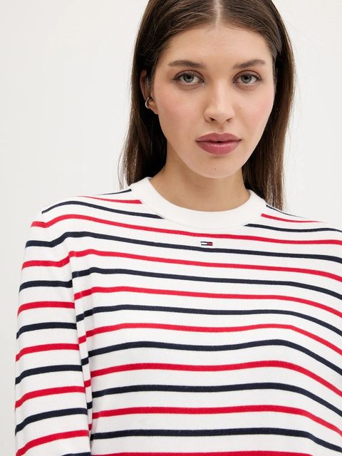 Tommy Jeans sweter bawełniany kolor bordowy lekki DW0DW20159