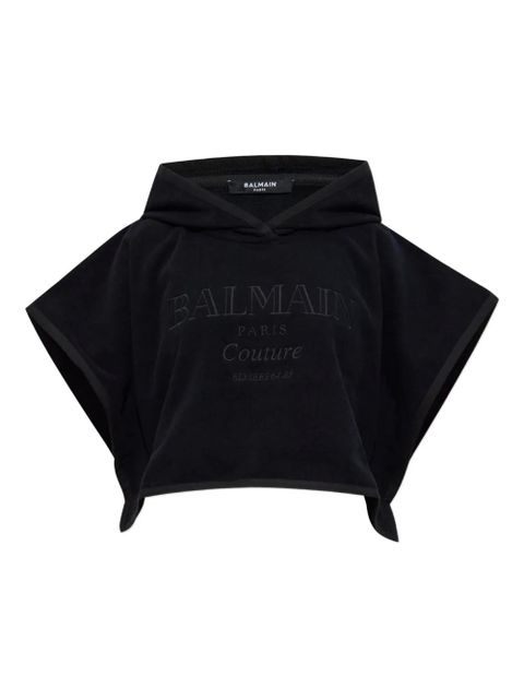 Balmain hooded cotton poncho - Black - zdjęcie produktu nr 1