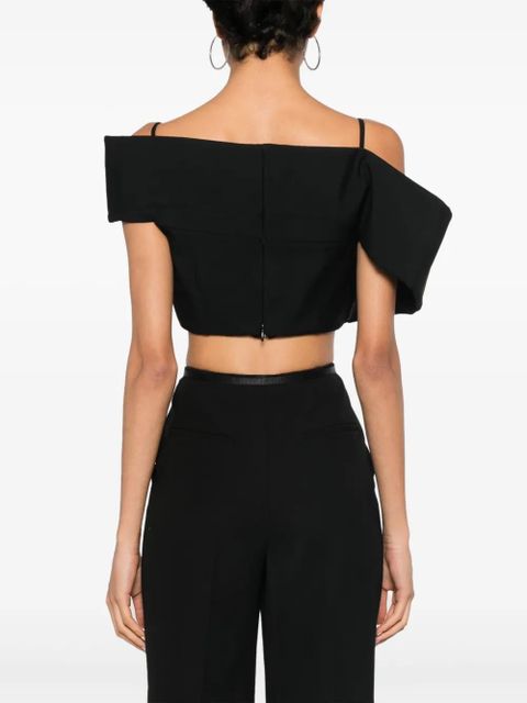 Alexander McQueen deconstructed asymmetric crop top - Black