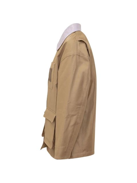 Casablanca leather-collar patch-pocket jacket - Neutrals