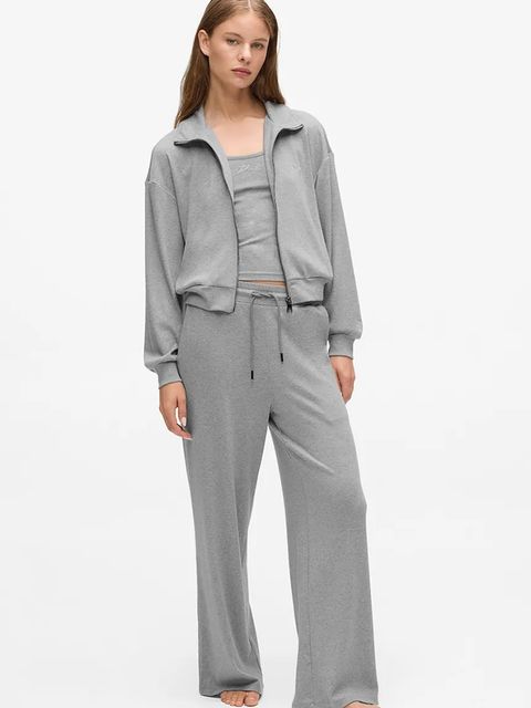 Karl Lagerfeld spodnie dresowe damskie kolor szary gładkie A4W44018