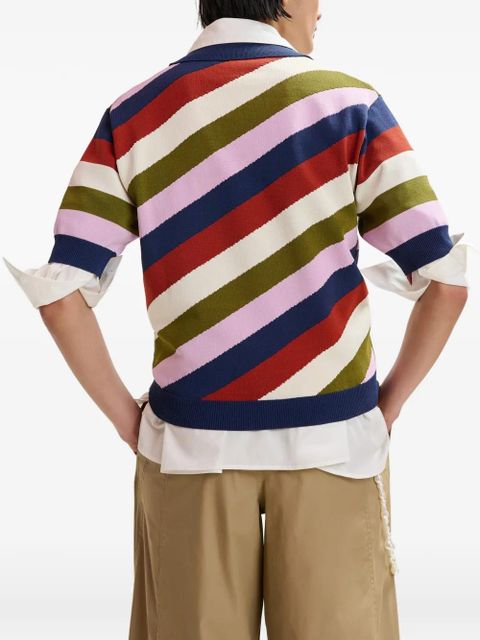 Essentiel Antwerp striped fine-knit polo top - Blue