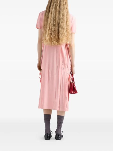 Prada bow-embellished crepe midi dress - Pink