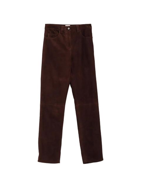 KHAITE straight suede trousers - Brown - zdjęcie produktu nr 1