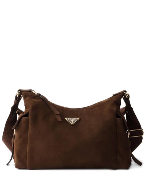 Prada large Explore suede-leather shoulder bag - Brown - zdjęcie produktu nr 1