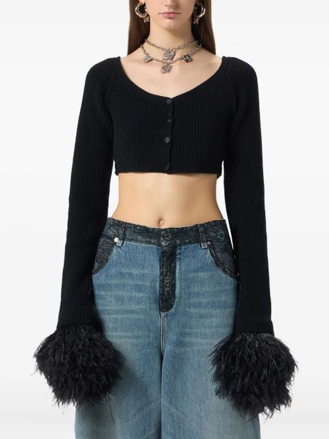 Blumarine ribbed cropped cardigan - Black - zdjęcie produktu nr 2