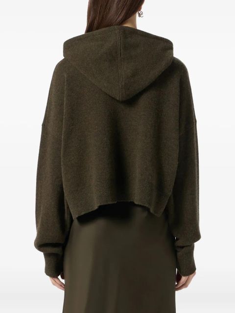 Blumarine cropped logo-embellished hoodie - Green