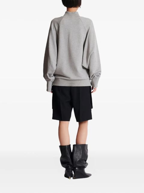 Balmain cheetah-print turtleneck sweatshirt - Grey