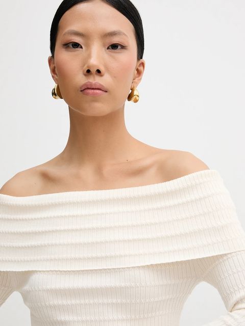 Marella longsleeve AQUILA damskie kolor beżowy dekolt hiszpański 2613361091200