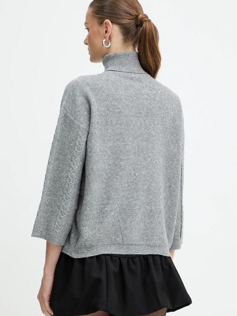 Marella sweter z dodatkiem wełny Emme by Marella damski kolor szary lekki 2525366032200 - zdjęcie produktu nr 2