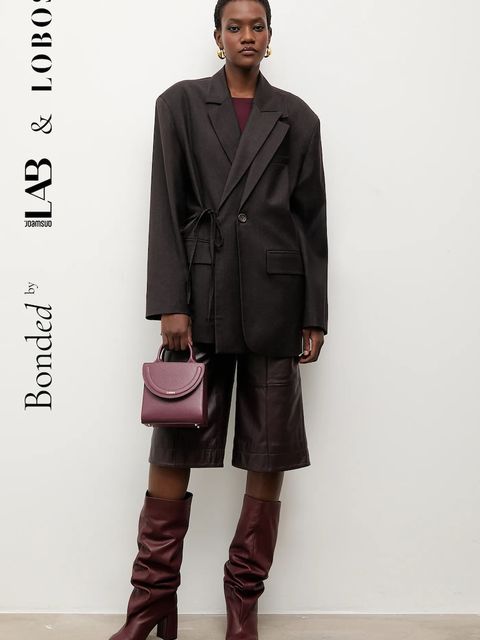 Bonded by Answear.LAB & LOBOS marynarka wełniana kolor brązowy jednorzędowa gładka - zdjęcie produktu nr 1