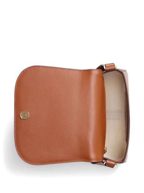 Lauren Ralph Lauren woven leather-trim shoulder bag - Brown