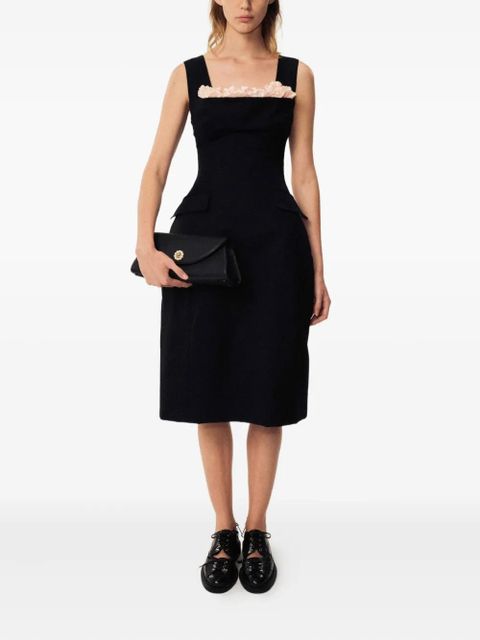 Simone Rocha flower-embellished bust-detail midi dress - Black - zdjęcie produktu nr 1