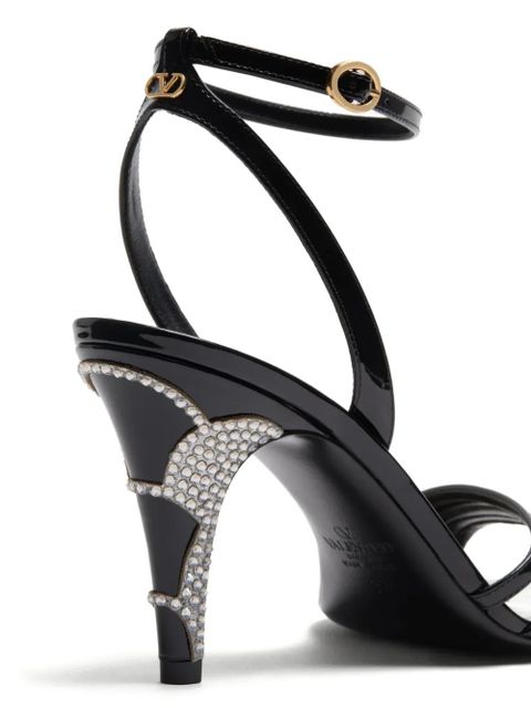 Valentino Garavani Ladycrush patent leather sandal with crystals 85mm - Black