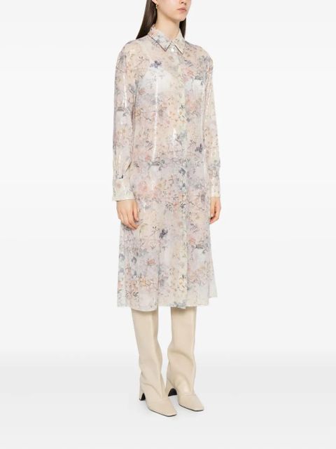 Golden Goose sequin floral shirt midi day dress - Neutrals