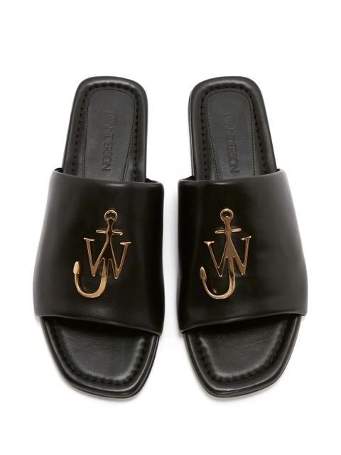 JW Anderson JW Anchor logo-plaque slides - Black