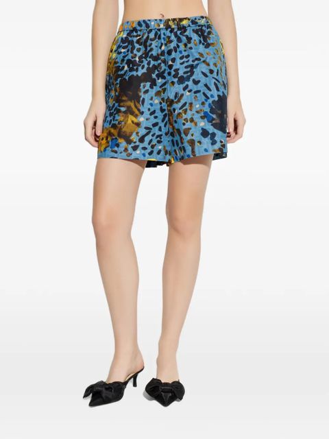 FENDI elasticated-waist print shorts - Blue