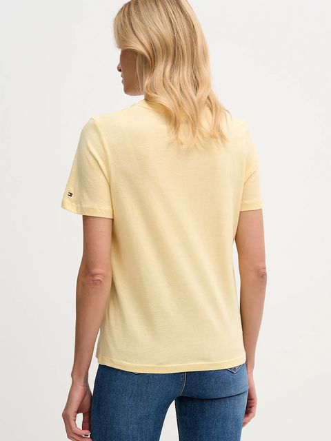 Tommy Hilfiger t-shirt bawełniany damski kolor żółty WW0WW40276