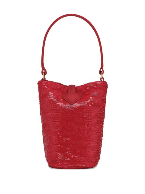 Longchamp mini Le Roseau sequin-embellished bucket bag - Red