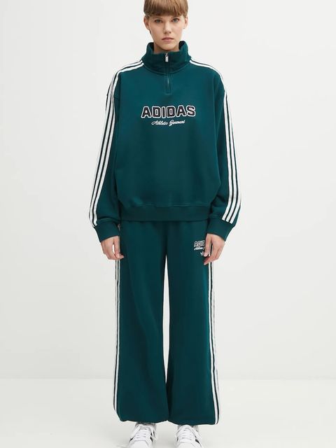 adidas Originals bluza bawełniana Quarter Zip damska kolor zielony z aplikacją KF2309 - zdjęcie produktu nr 2