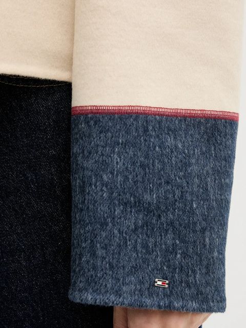 Tommy Hilfiger kurtka z dodatkiem wełny kolor beżowy przejściowa oversize WW0WW47743 - zdjęcie produktu nr 2