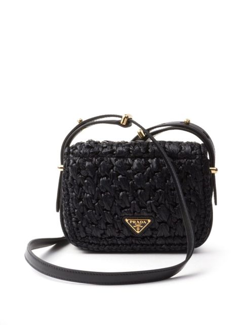 Prada logo-embroidered interwoven shoulder bag - Black - zdjęcie produktu nr 2