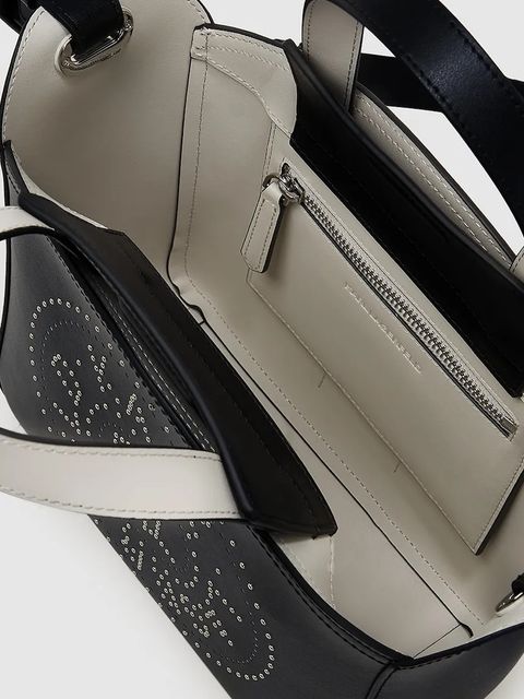 Karl Lagerfeld torebka skórzana K/CIRCLE kolor czarny A4W30070