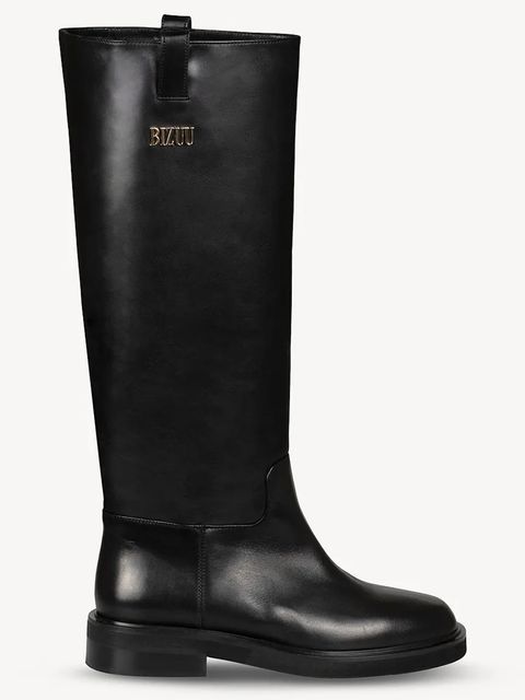 Bizuu kozaki skórzane damskie kolor czarny na płaskim obcasie CALYX - zdjęcie produktu nr 1