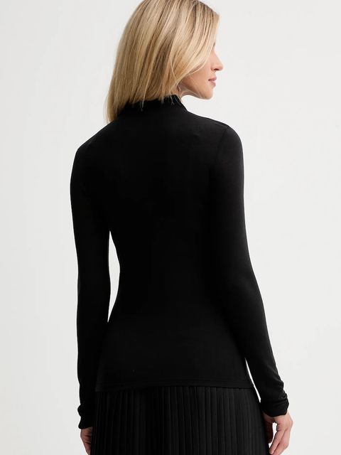 Calvin Klein longsleeve z dodatkiem wełny kolor czarny z półgolfem LV044D239G