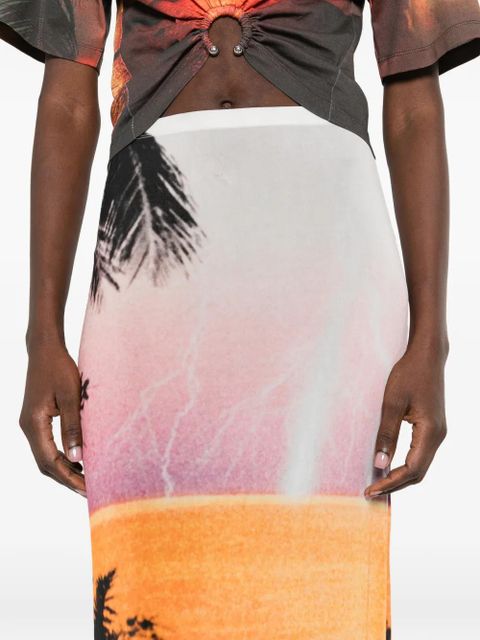 Rabanne palm print midi skirt - Pink