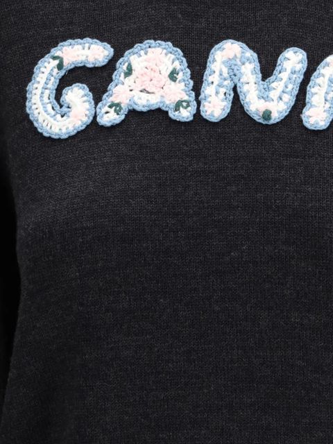 GANNI crochet-appliqué sweater - Grey