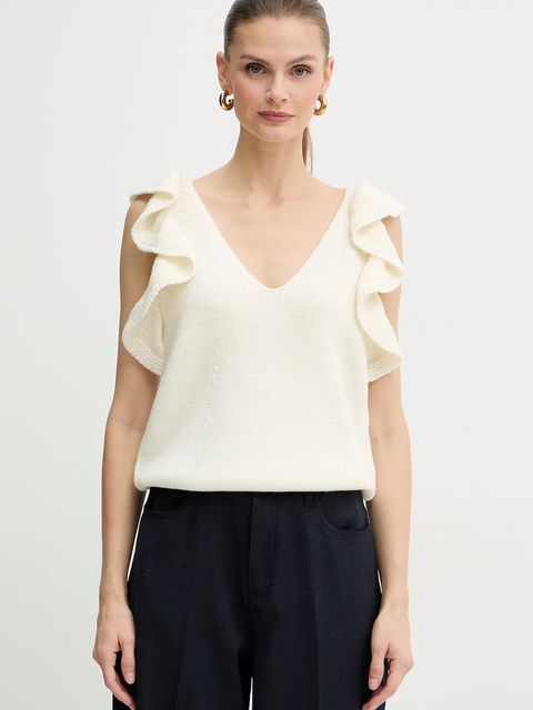 Luisa Spagnoli top wełniany damski kolor beżowy gładki 100232 - zdjęcie produktu nr 1