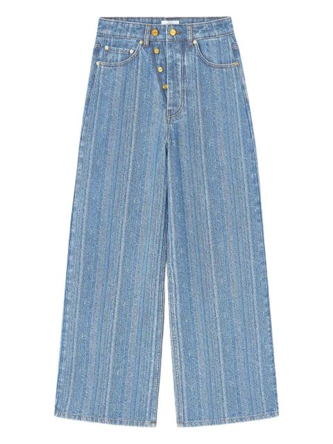 GANNI horizontal-pattern deconstructed jeans - Blue - zdjęcie produktu nr 1