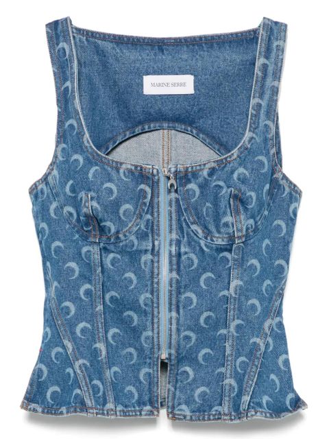 Marine Serre Moon laser denim bustier top - Blue - zdjęcie produktu nr 1