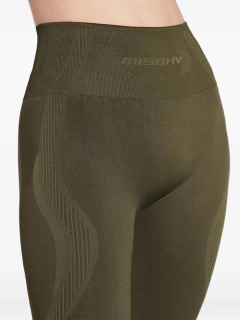 MISBHV jacquard logo striped capri leggings - Green