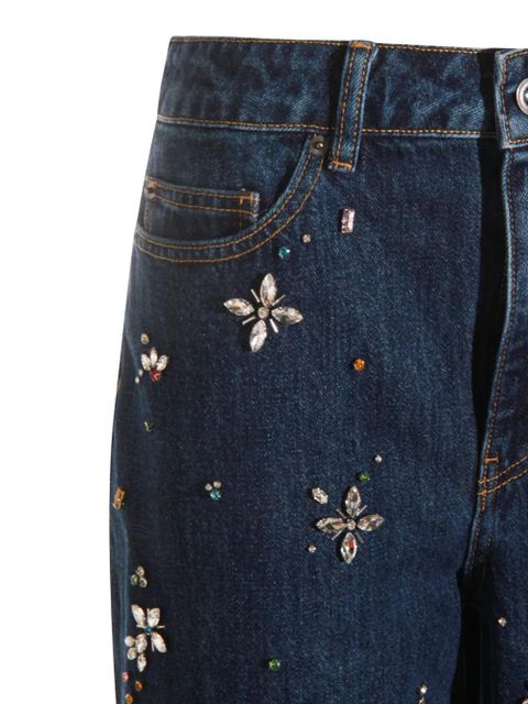 Self-Portrait crystal-embellished jeans - Blue