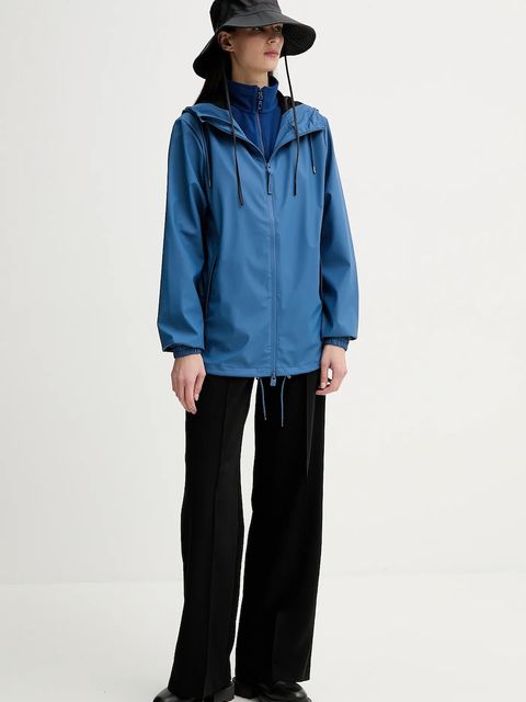 Rains kurtka Storm Breaker W3 kolor niebieski przejściowa oversize 18370