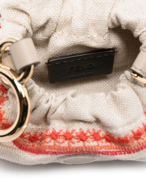 FENDI Mamma Baguette embroidered mini bag - Neutrals