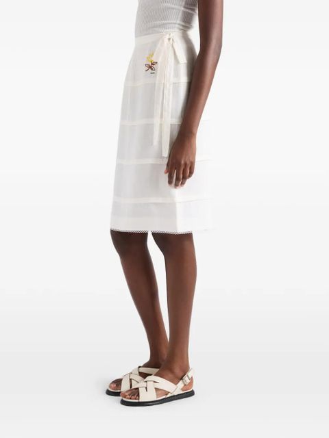 Prada embroidered linen skirt - White